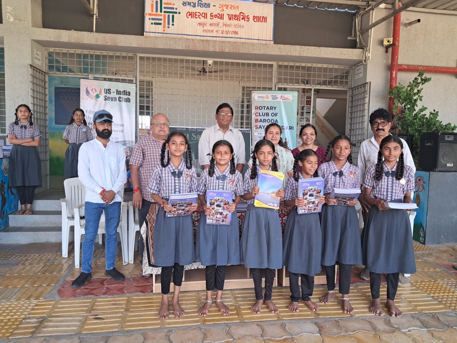 Notebook distribution at Bhadrva Kanya Shala